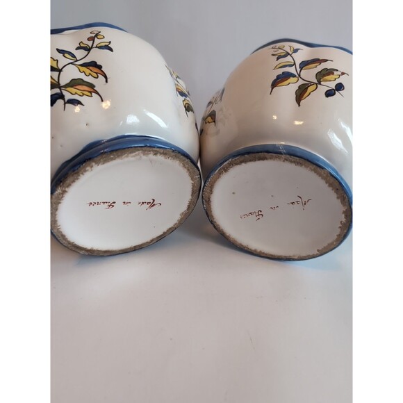 Vintage Faience Vases Planters Bowls Floral Decor Ceramic 19th C France - Picture 8 of 14